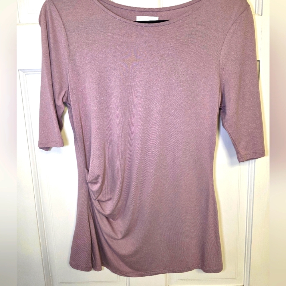 14th & Union Side Ruched 3/4 Sleeve Top Shirt Blouse- Size Small Purple